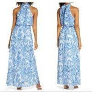 MARK + JAMES BY BADGLEY MISCHKA Paisley Print Maxi Dress In Blue Multi